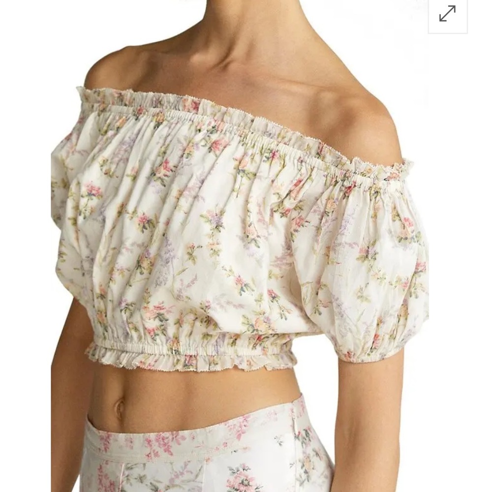 Polo RALPH LAUREN 
Alysa Floral Crop Top - Watercolor Landscape Blouse Top
